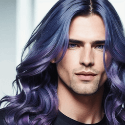 Long Wavy Blue & Purple Hairstyle profile picture for men